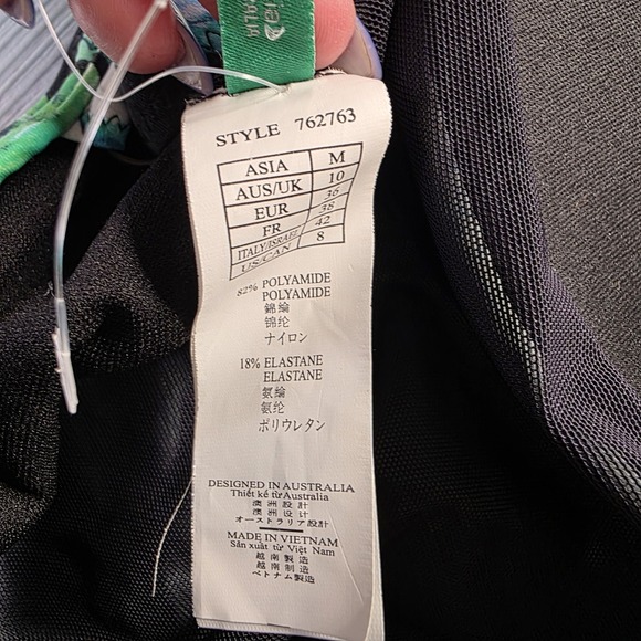 Seekers Essentials Black Blue Floral One Piece Swimsuit Tummy‎ Control US 8 NWT - Picture 5 of 9